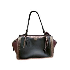 Coach Dreamer 36 Colorblock Snakeskin Exotic‎ Black Leather Satchel Bag 76459
